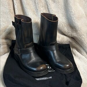 Women’s Black Leather Buckle Boots